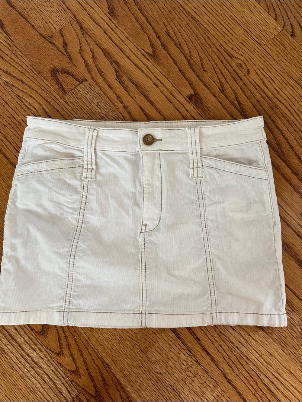 Free People White Corduroy Mini Skirt with Branded Hardware